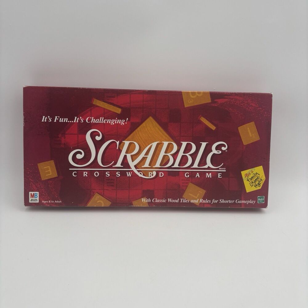 1999 Hasbro Scrabble Crossword Board Game 04024 Complete 100 Wood Tiles MB